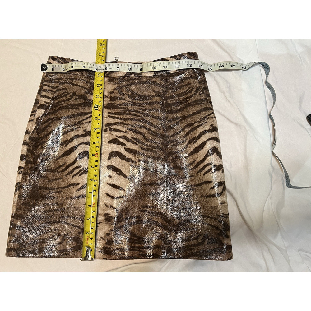 BARDOT Aritzia ALEXIS ANIMAL Print brown mini Skirt Faux Leather Small Size 4 - Picture 7 of 8